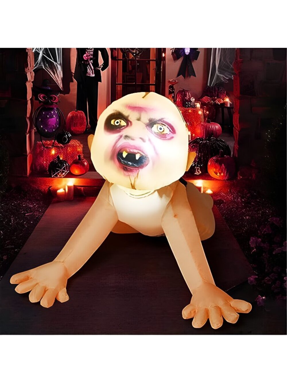 GOOSH 4 FT Halloween Inflatable Zombie Outdoor Decorations Blow Up Yard Scary
